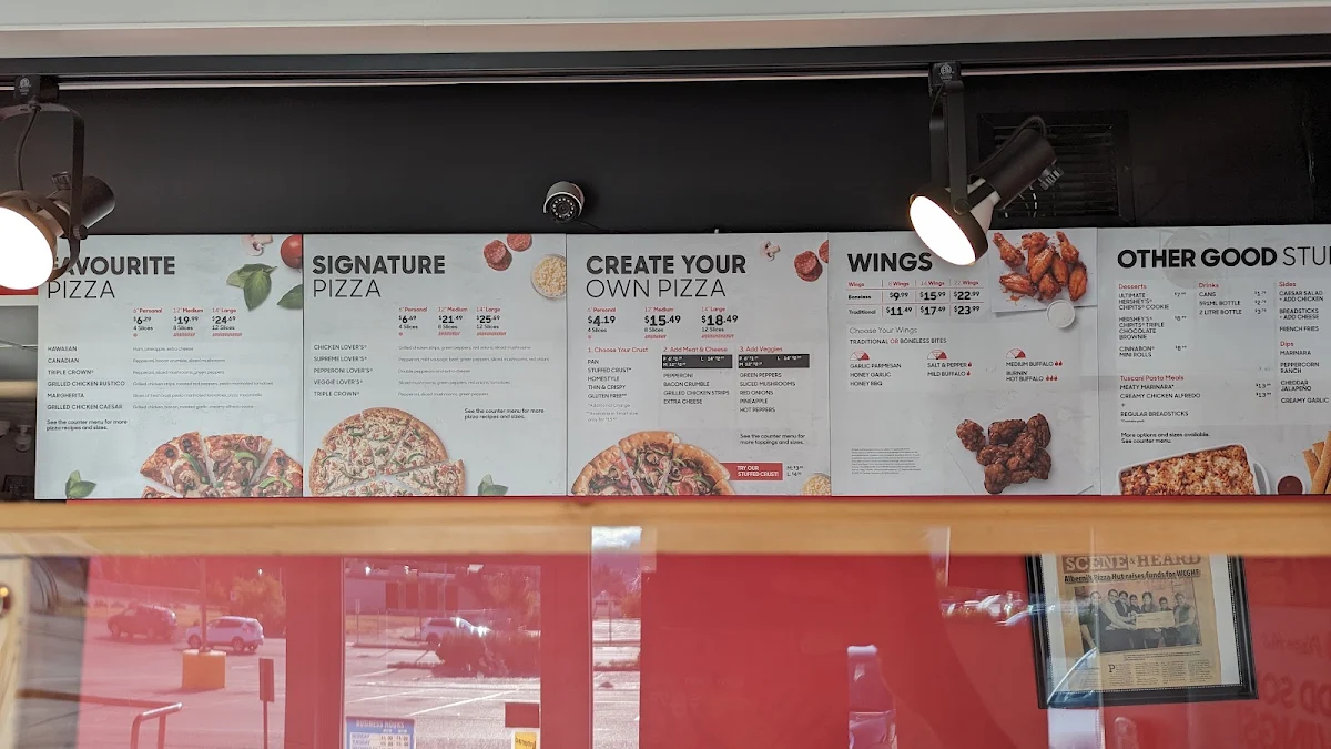 Menu, Pizza Hut