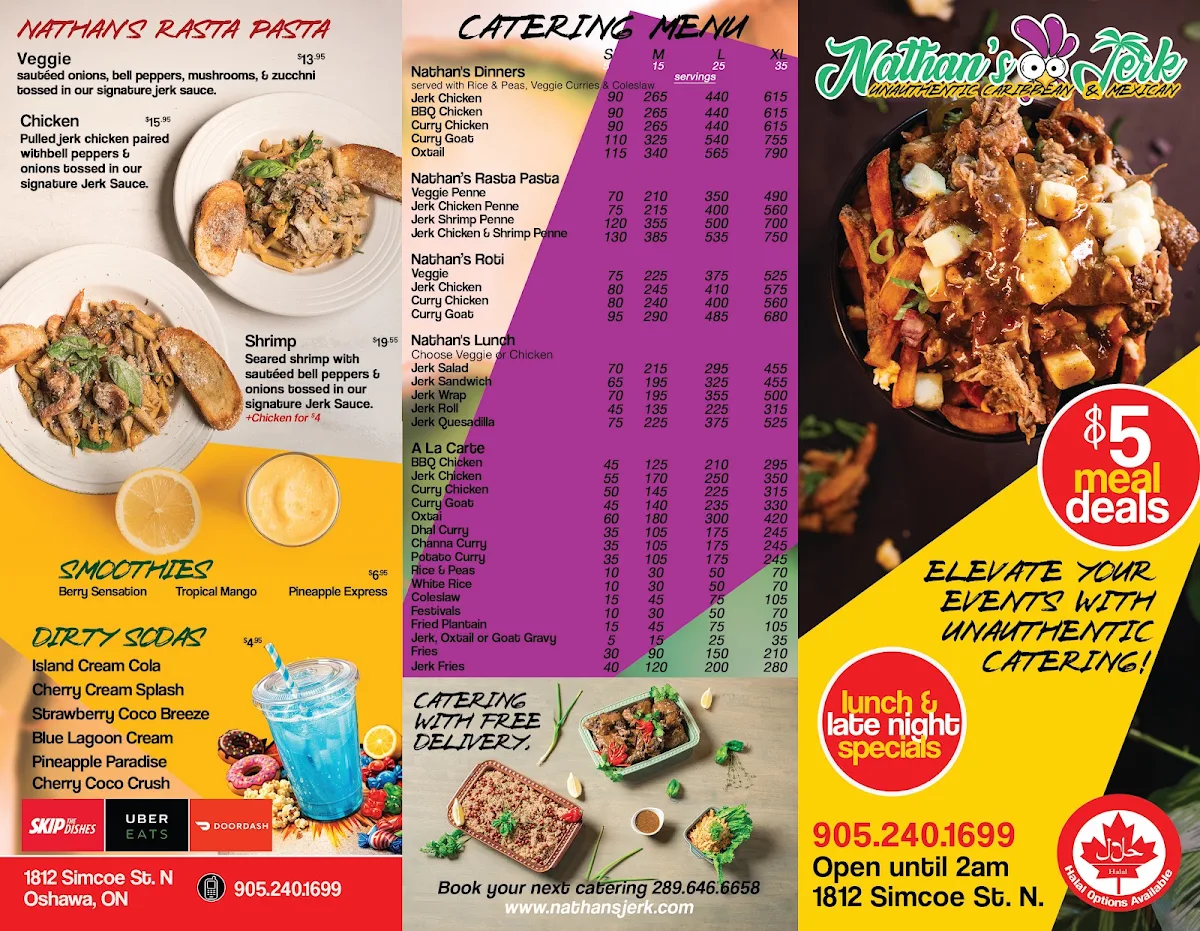 Menu, Nathan's Jerk - Unauthentic Caribbean Restaurant & Catering