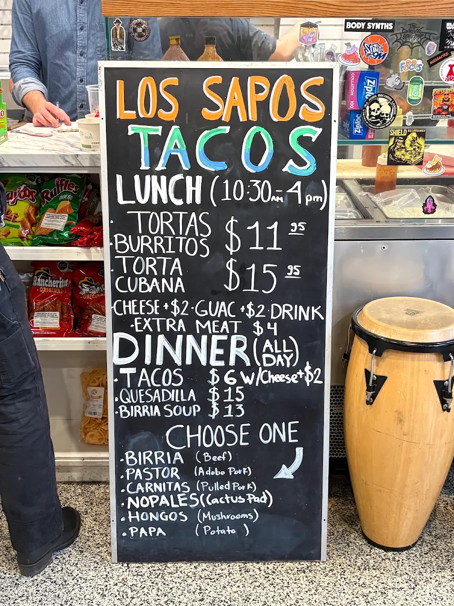 Menu, Los Sapos Tacos