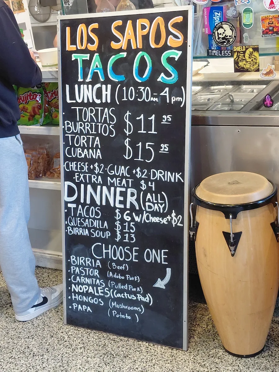 Menu, Los Sapos Tacos