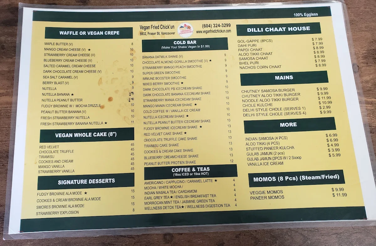 Menu, Vegan Fried Chickun