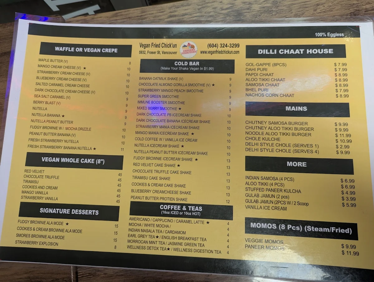 Menu, Vegan Fried Chickun