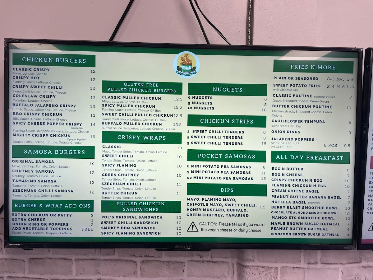 Menu, Vegan Fried Chickun