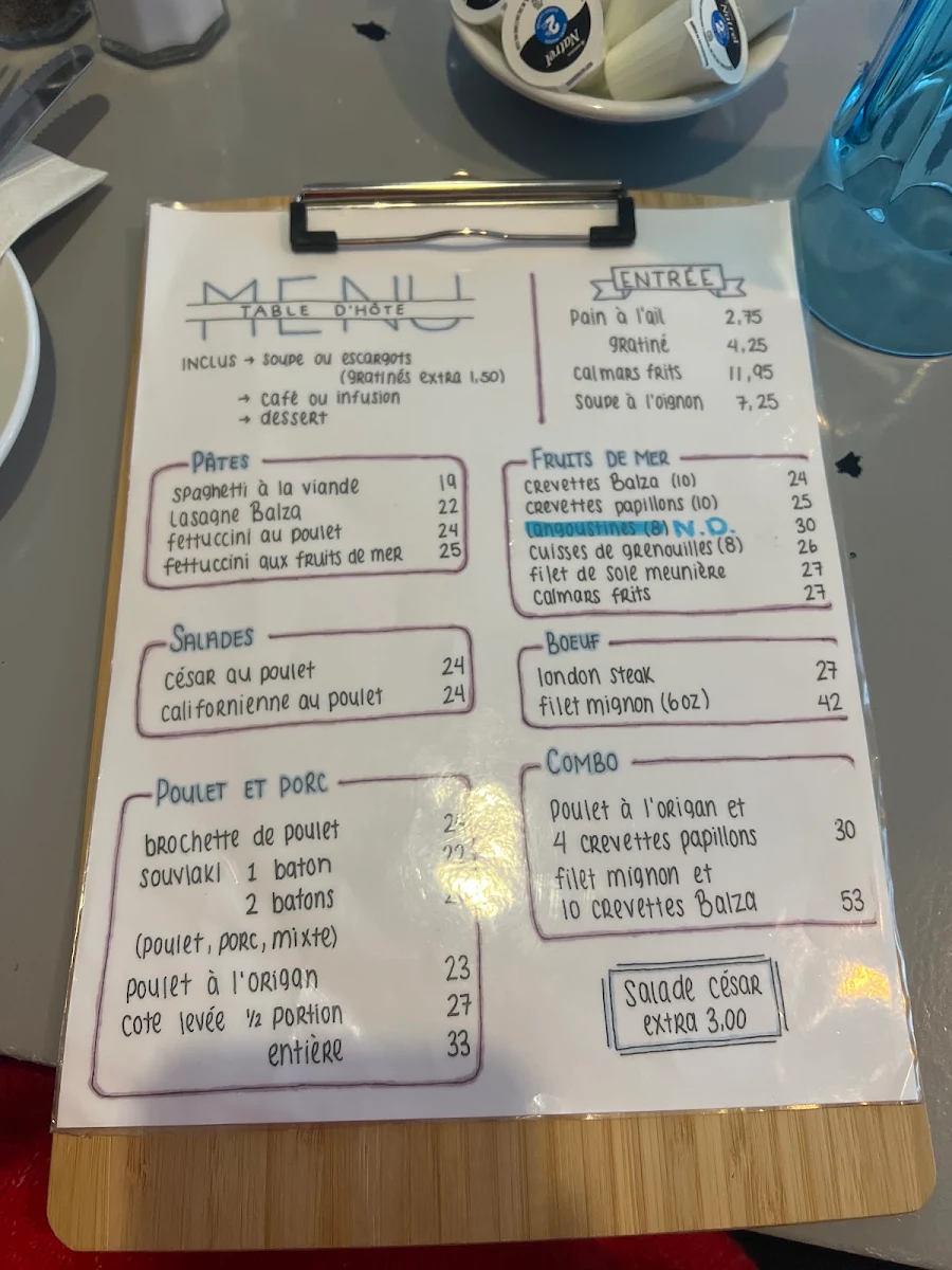 Menu, Balza