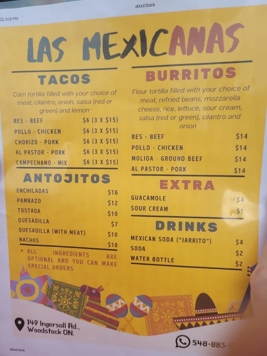 Menu, Las Mexicanas