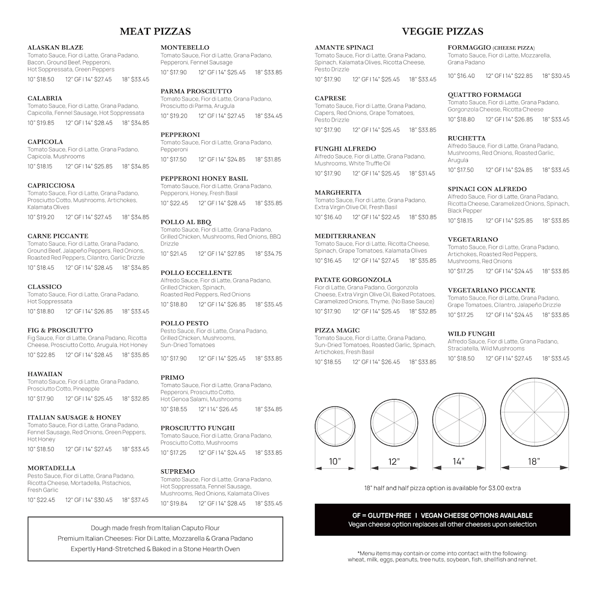 Menu, Pizza Garden Lougheed