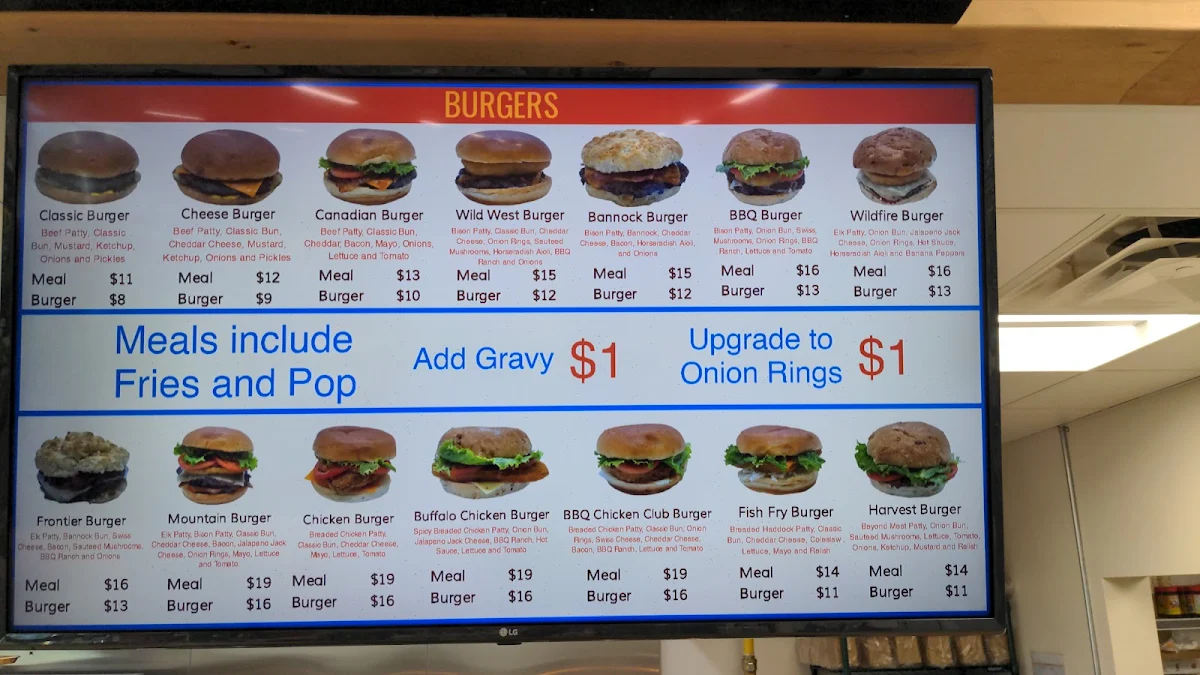 Menu, Country Style/Caribou Mountain Chicken and Burger