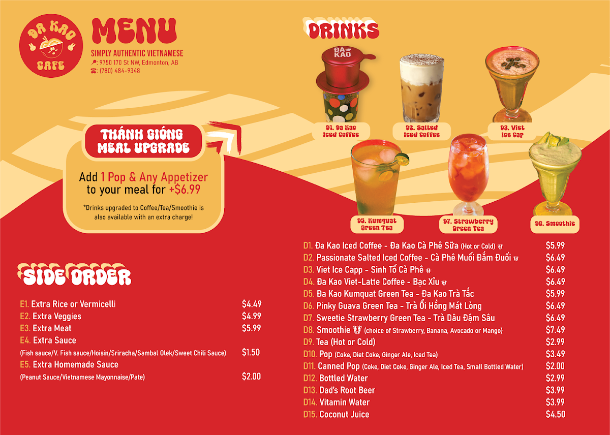 Menu, Da Kao Cafe