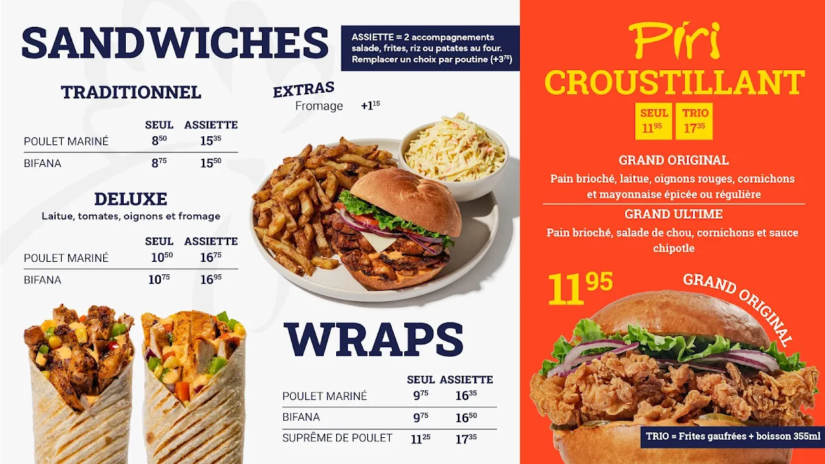 Menu, Rôtisserie Piri Piri (Plateau)