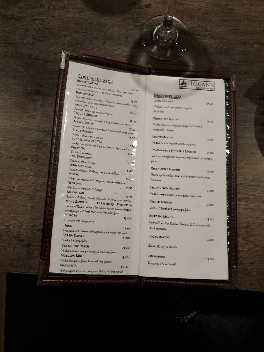 Menu, The Hunt Pub