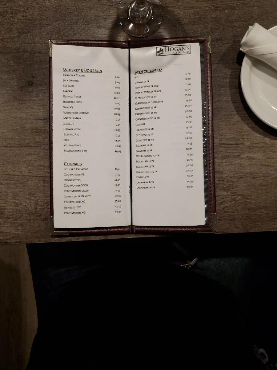 Menu, The Hunt Pub