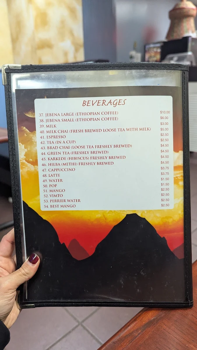 Menu, African Delight Cafe and Restaurant