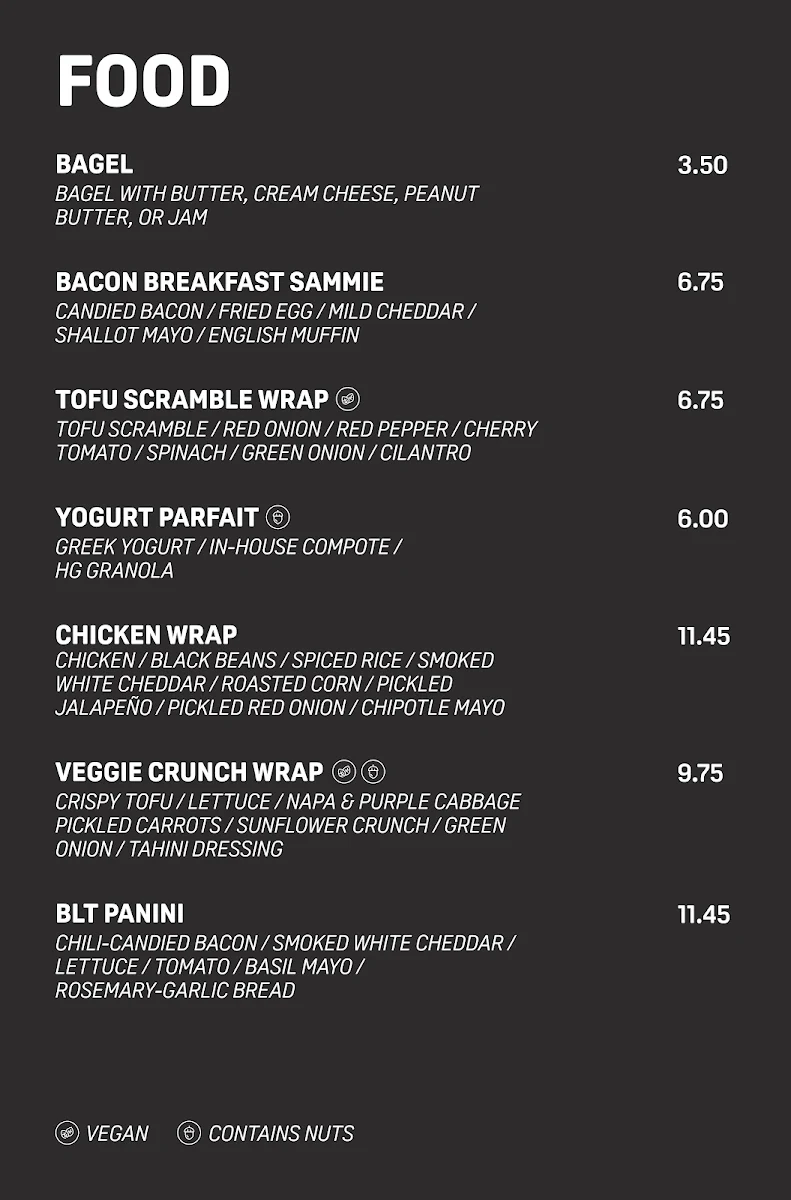 Menu, Happy Goat Coffee Co. (Main Street)