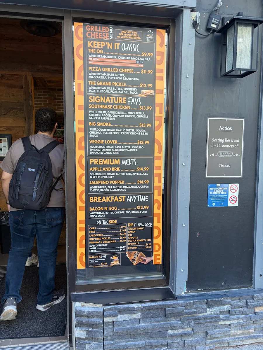 Menu, Cheezed