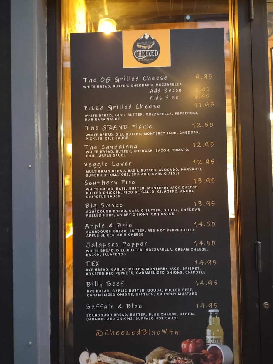 Menu, Cheezed