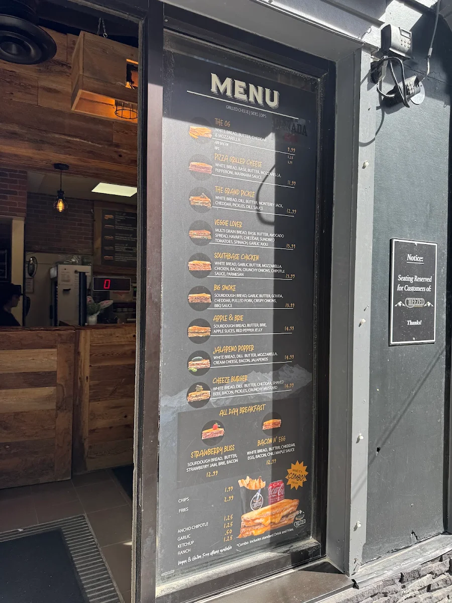 Menu, Cheezed