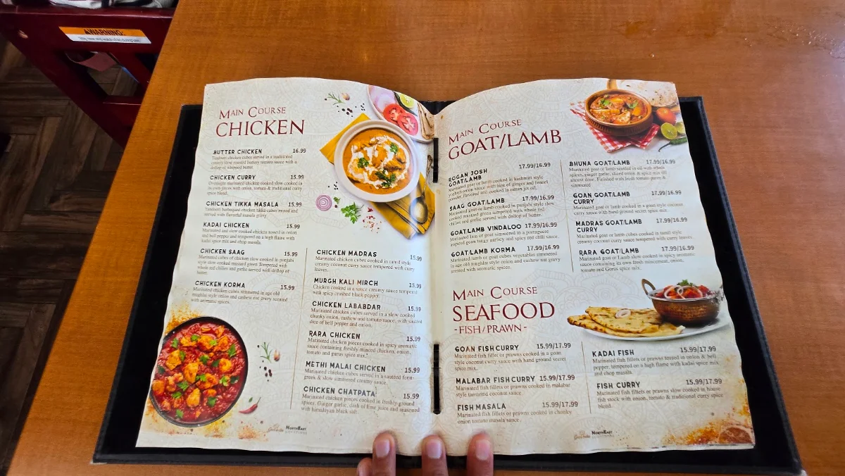 Menu, Guru India Restaurant
