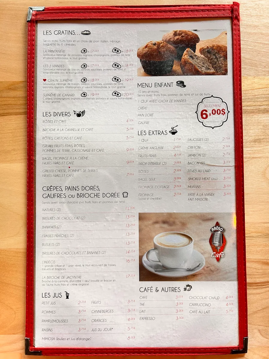 Menu, Radio Café