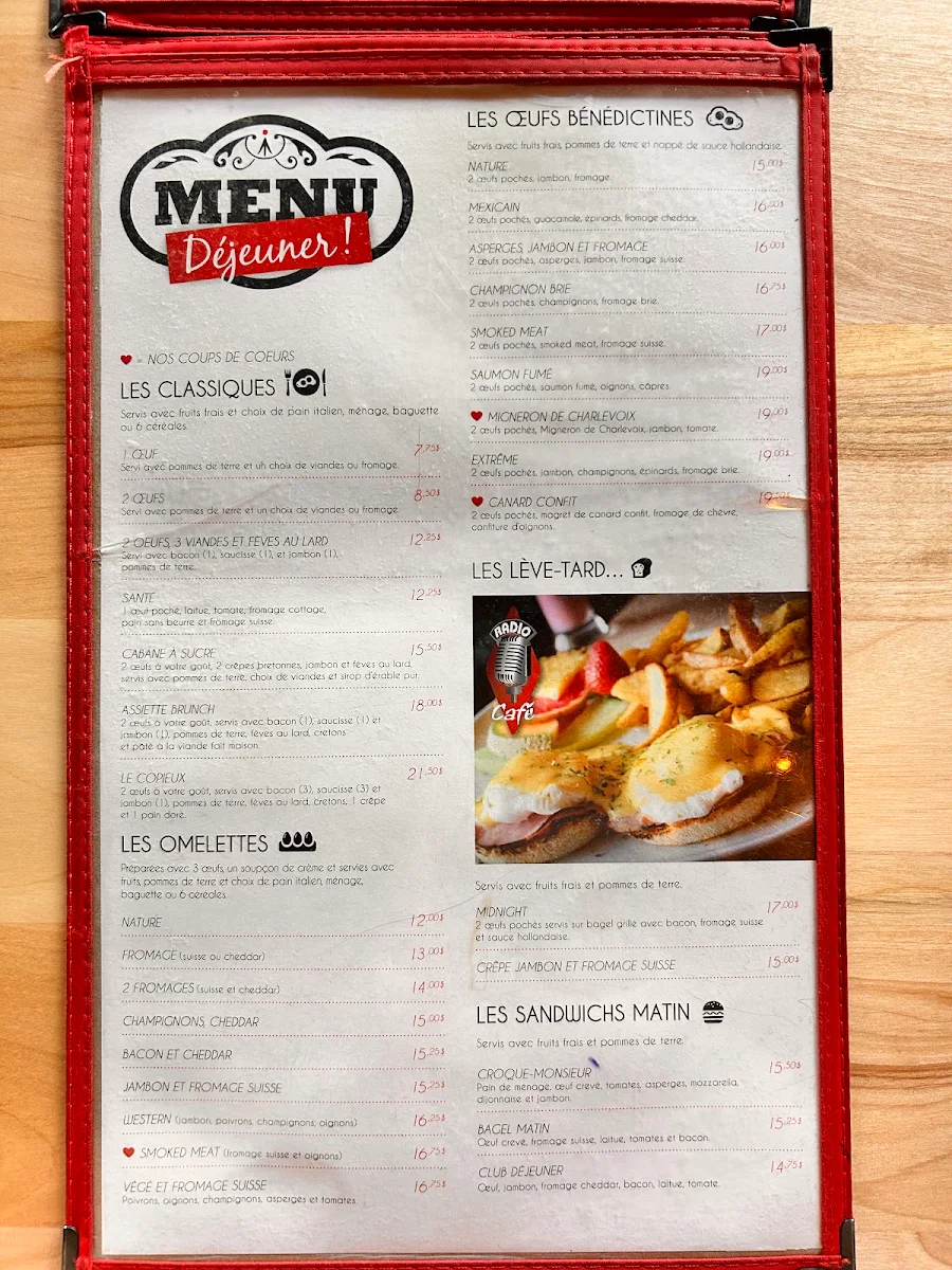 Menu, Radio Café
