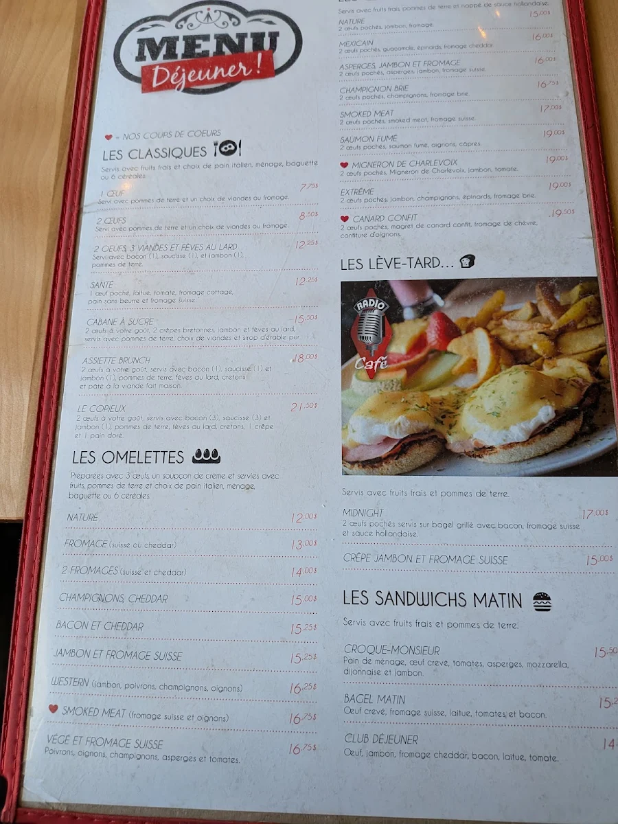 Menu, Radio Café
