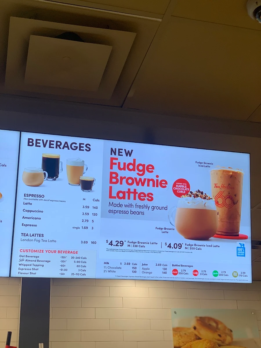 Menu, Tim Hortons