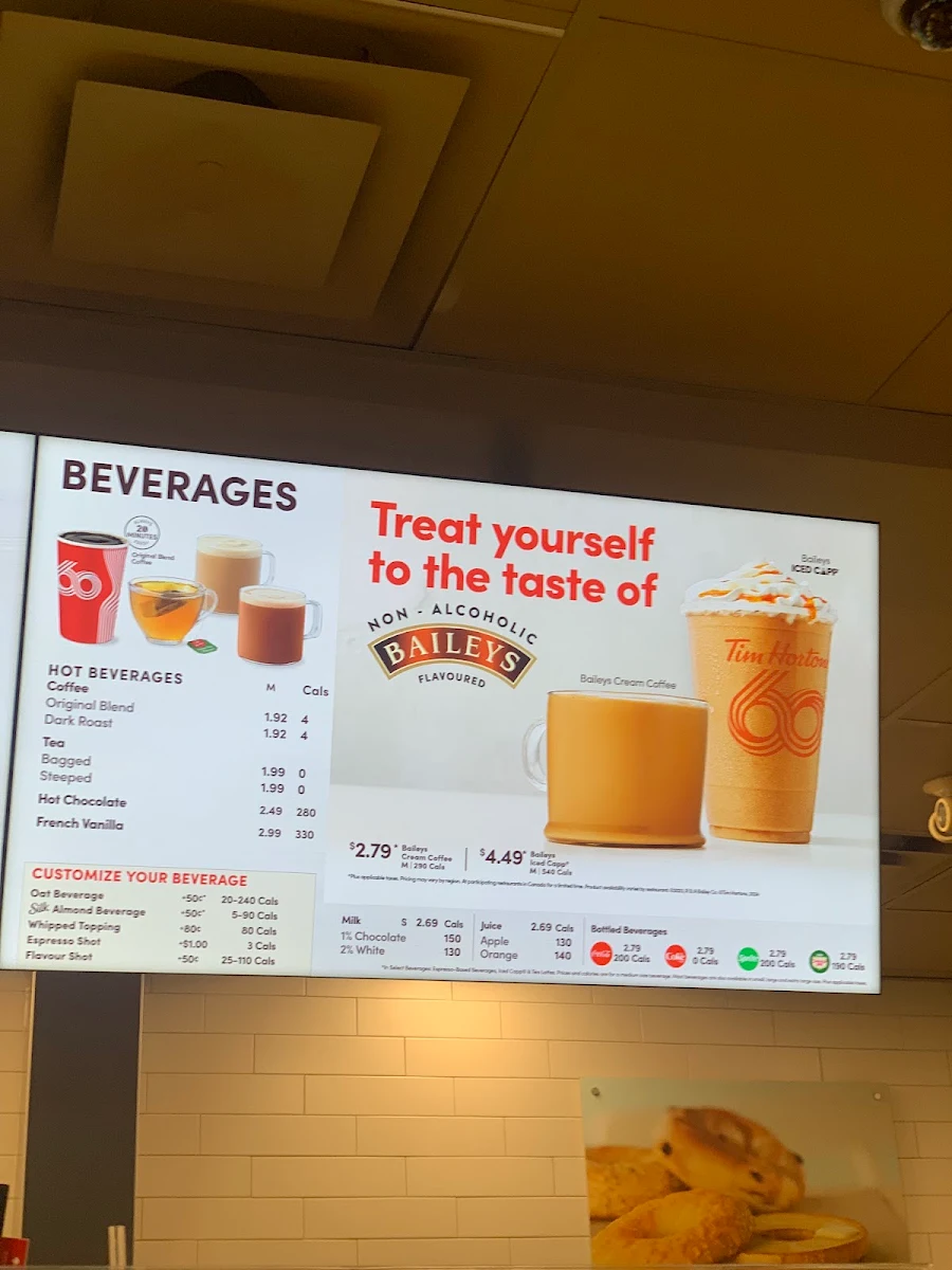 Menu, Tim Hortons