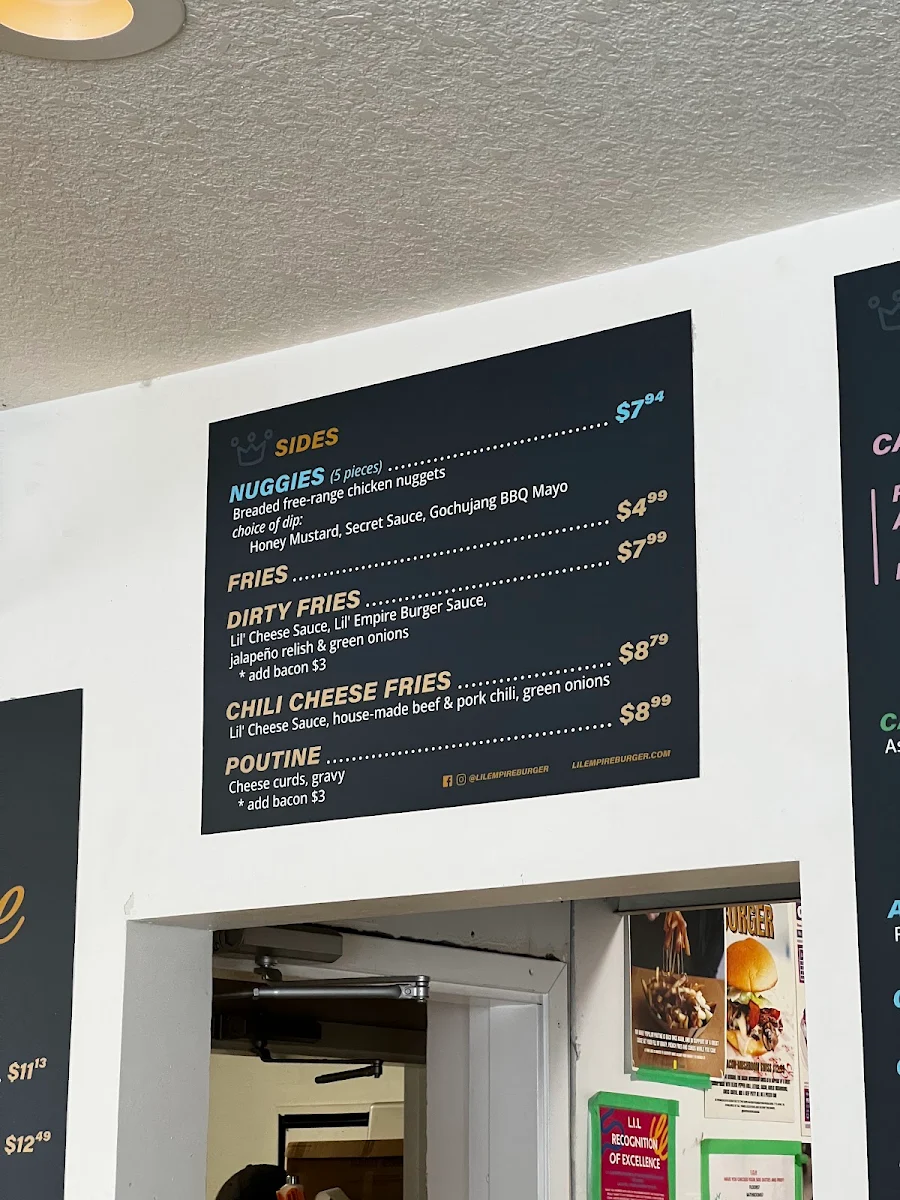 Menu, Lil' Empire Burger - Bridgeland