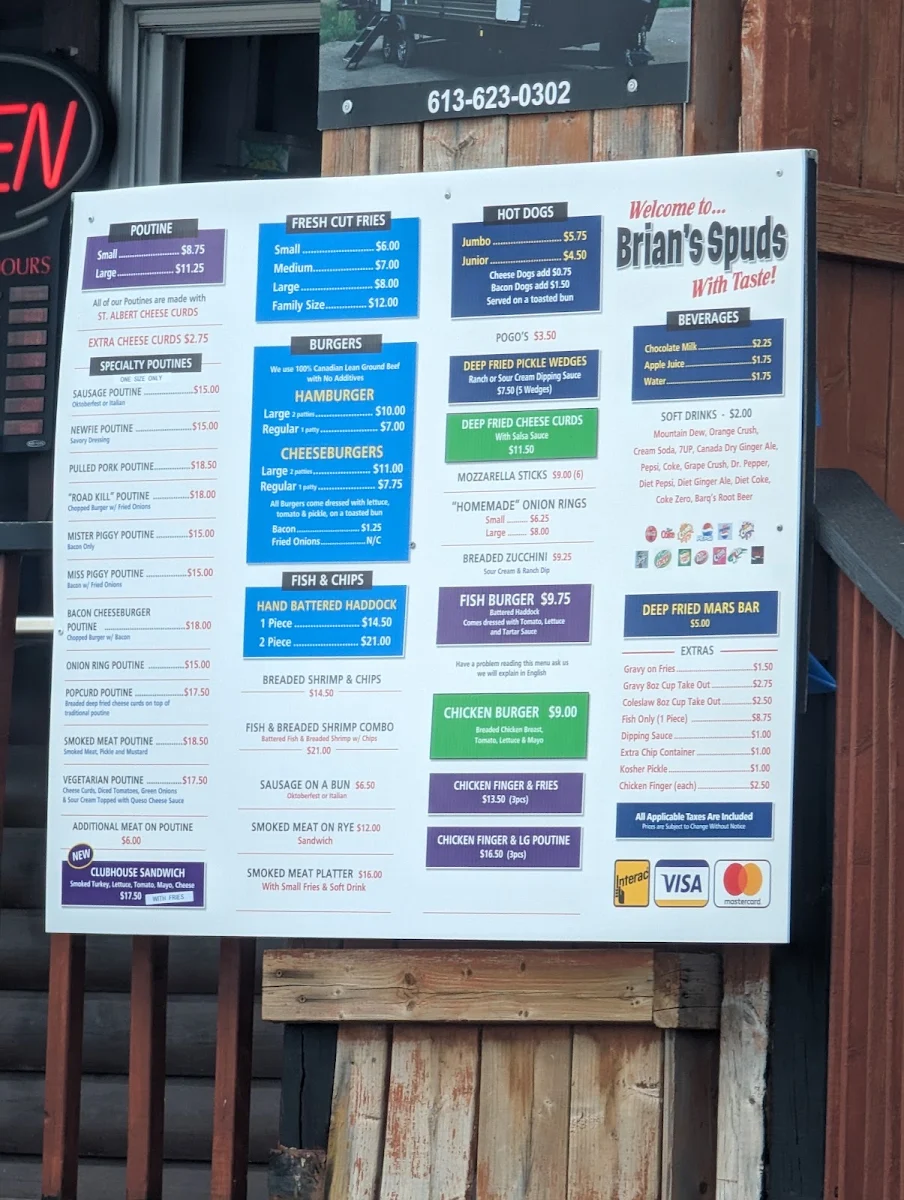 Menu, Brian's Spuds With Taste