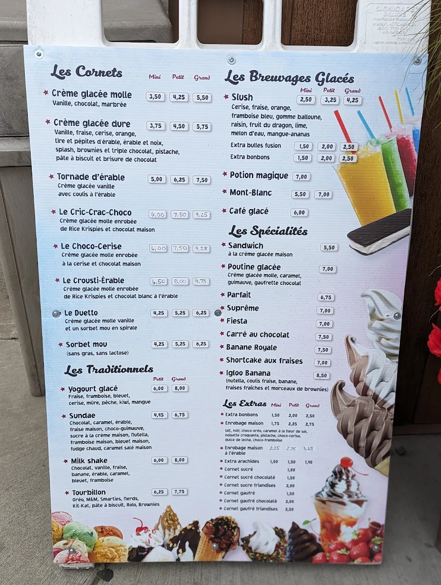 Menu, Bar laitier L'Igloo