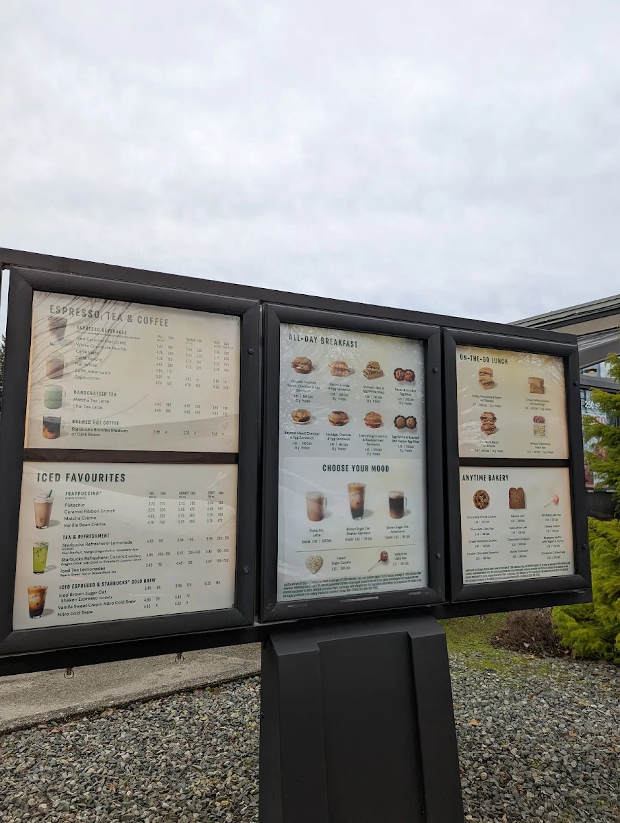 Menu, Starbucks Coffee Company