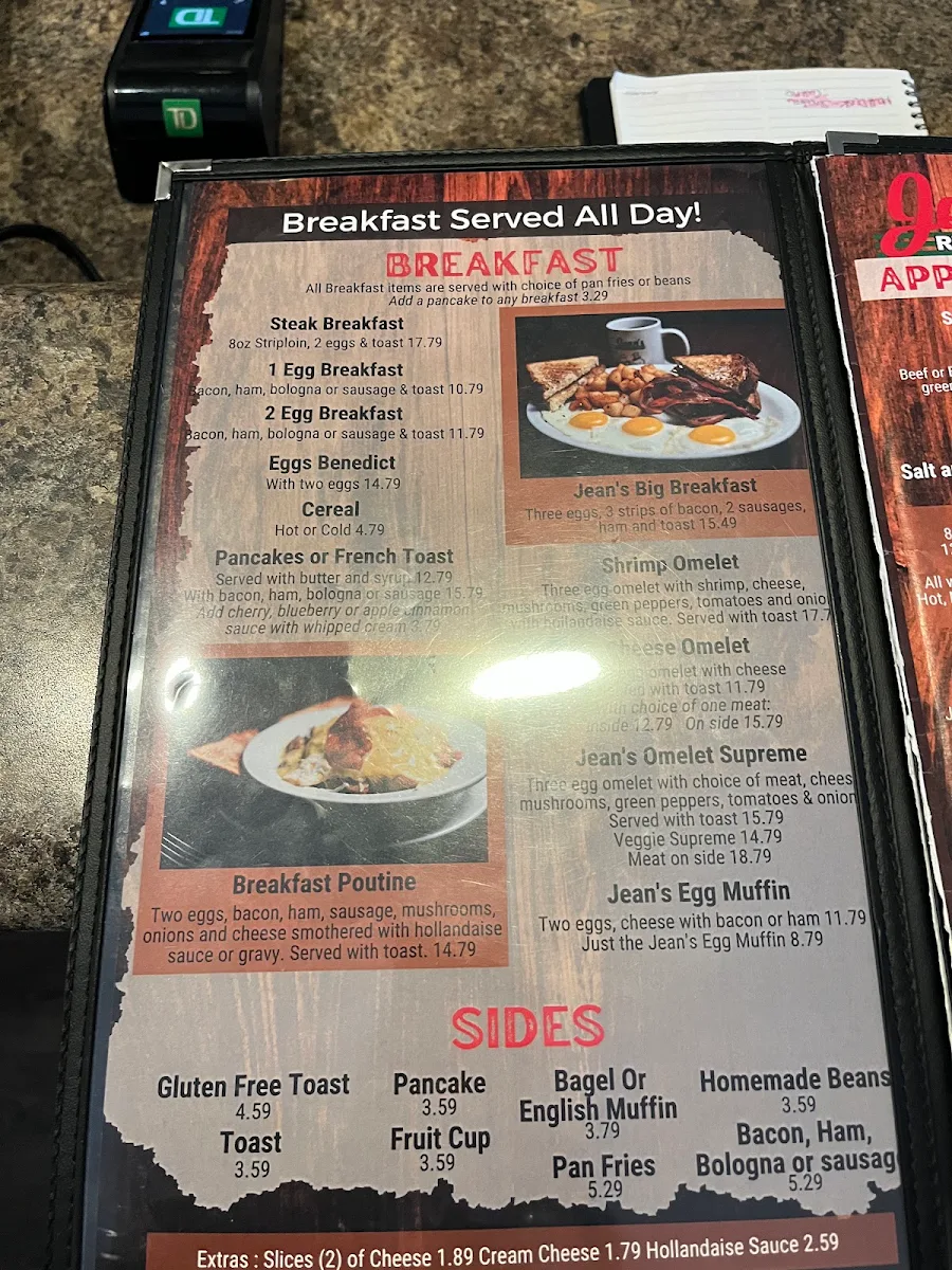 Menu, Jean's
