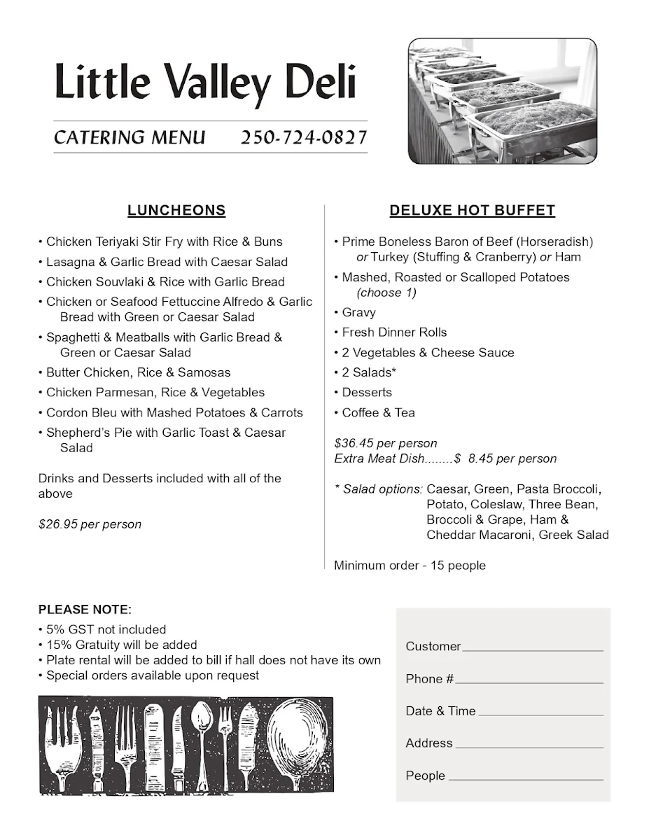 Menu, Little Valley Restaurant & catering curry nights