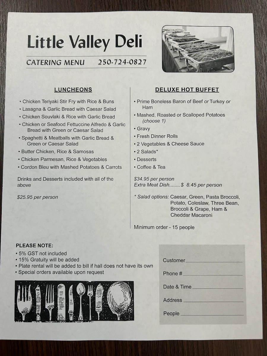 Menu, Little Valley Restaurant & catering curry nights