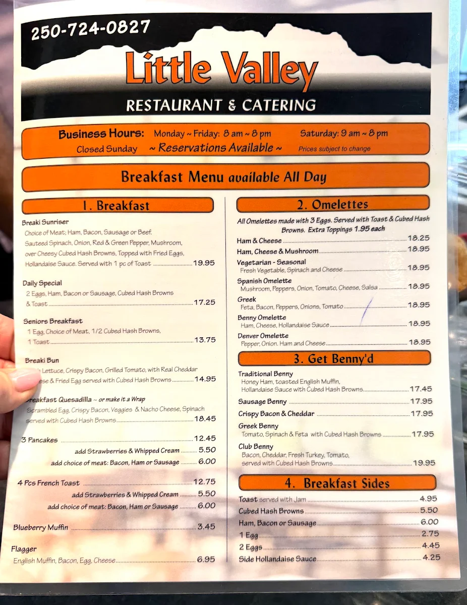 Menu, Little Valley Restaurant & catering curry nights