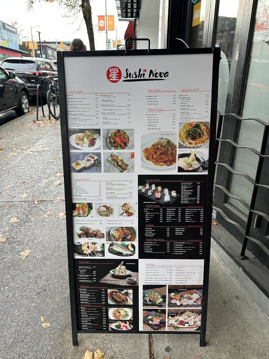 Menu, Sushi Nova Vancouver