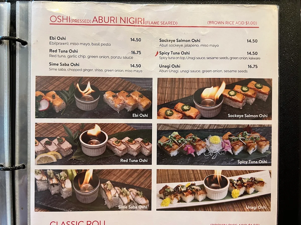 Menu, Sushi Nova Vancouver