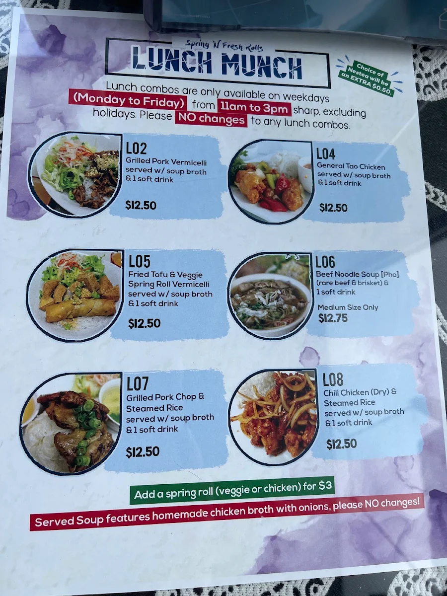 Menu, Mr. Spring & Mrs. Fresh