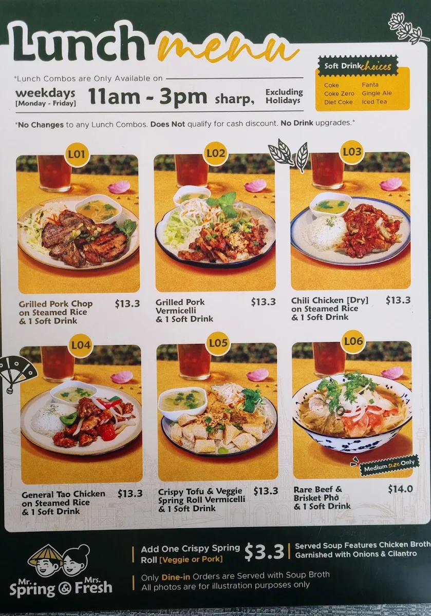 Menu, Mr. Spring & Mrs. Fresh