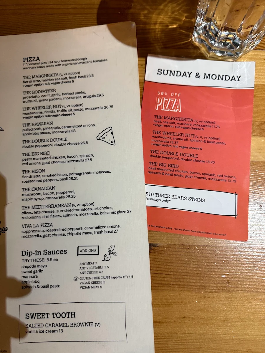 Menu, Bear Street Tavern