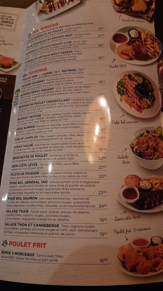 Menu, Restaurant Normandin Roberval