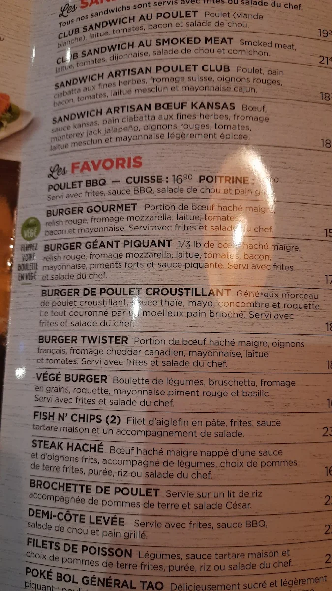 Menu, Restaurant Normandin Roberval
