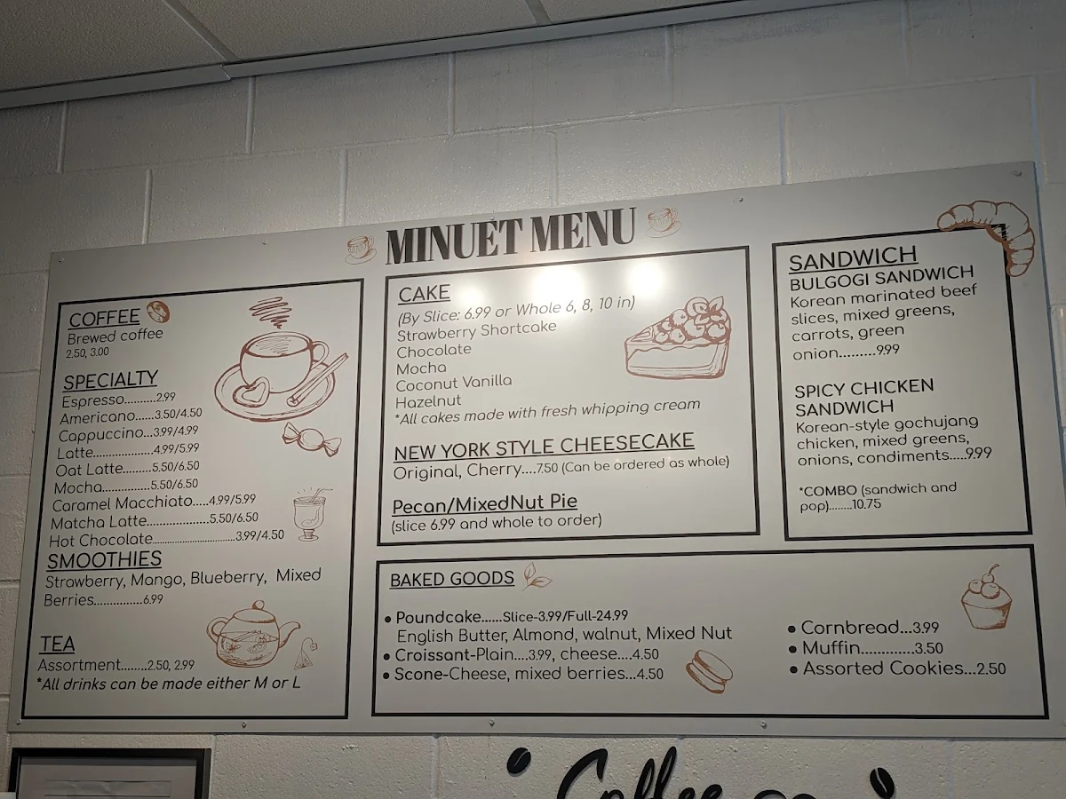 Menu, Minuet Cafe