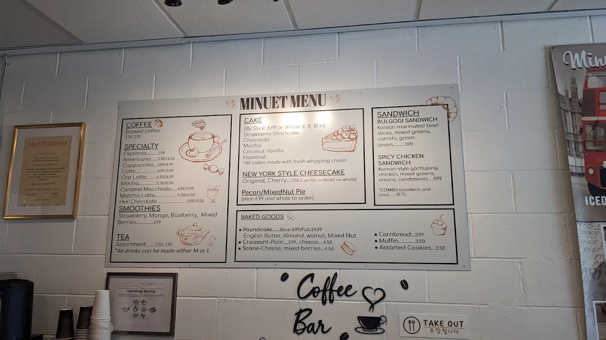 Menu, Minuet Cafe