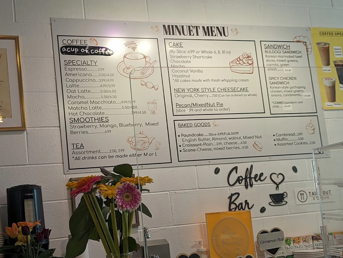 Menu, Minuet Cafe