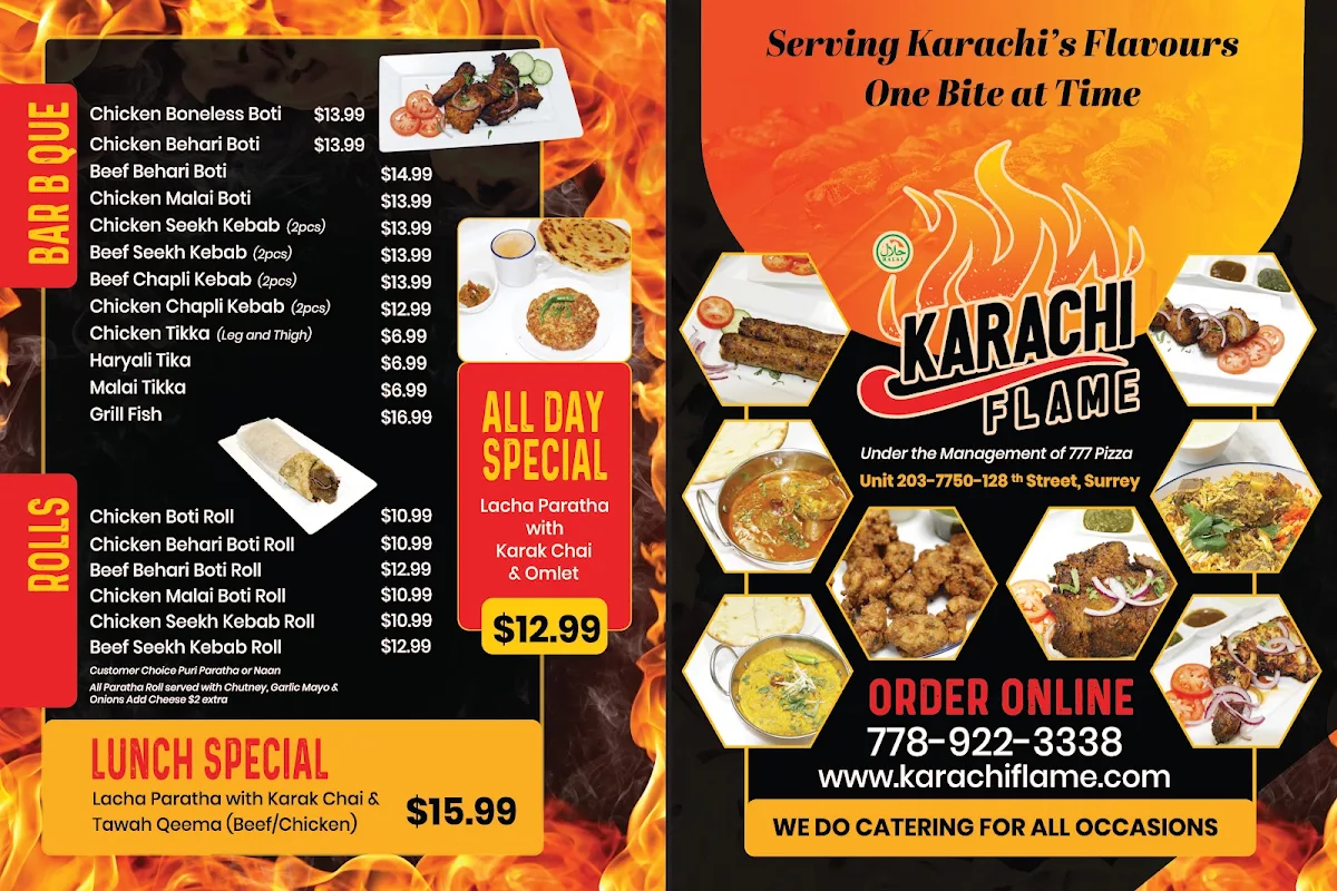 Menu, KARACHI FLAME