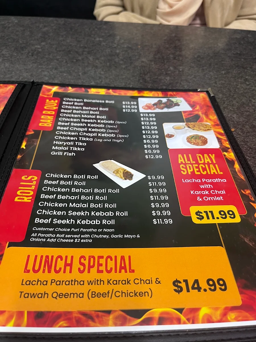 Menu, KARACHI FLAME