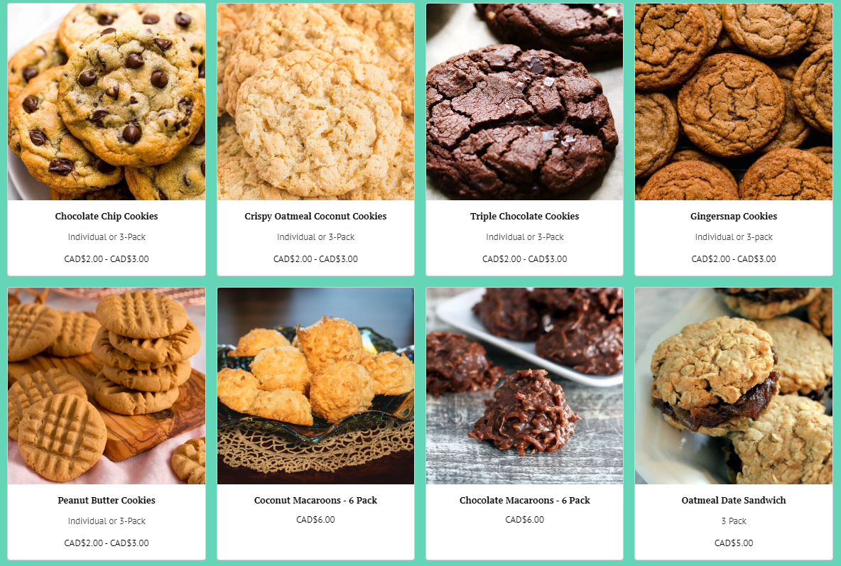 Menu, Just Like Mom's Bakery