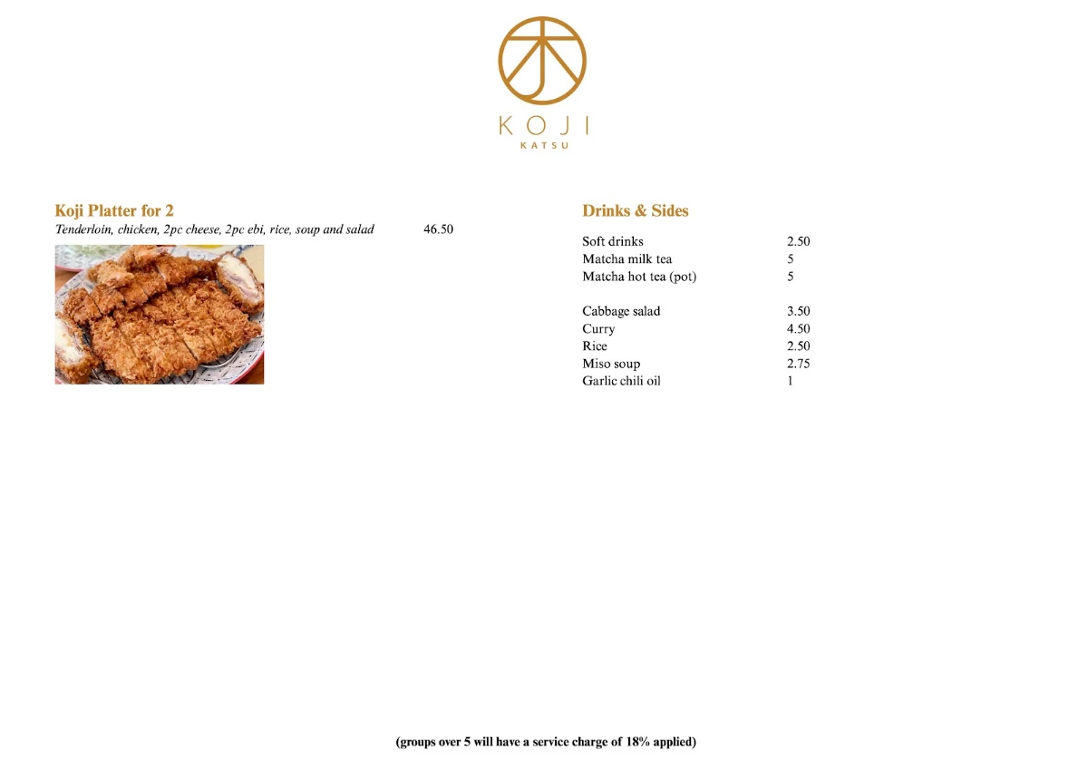 Menu, Koji Katsu