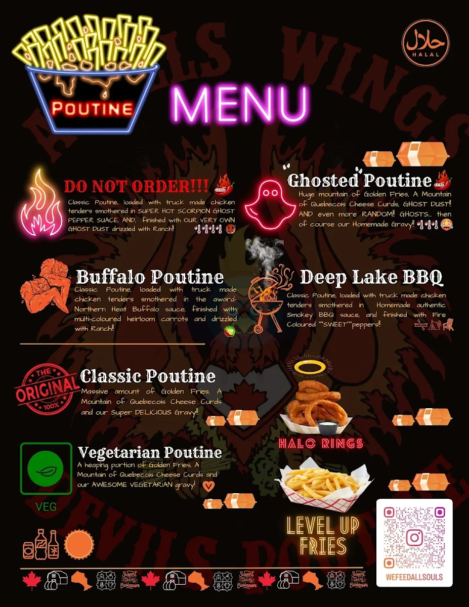 Menu, Angels Wings Devils Poutine Food Truck