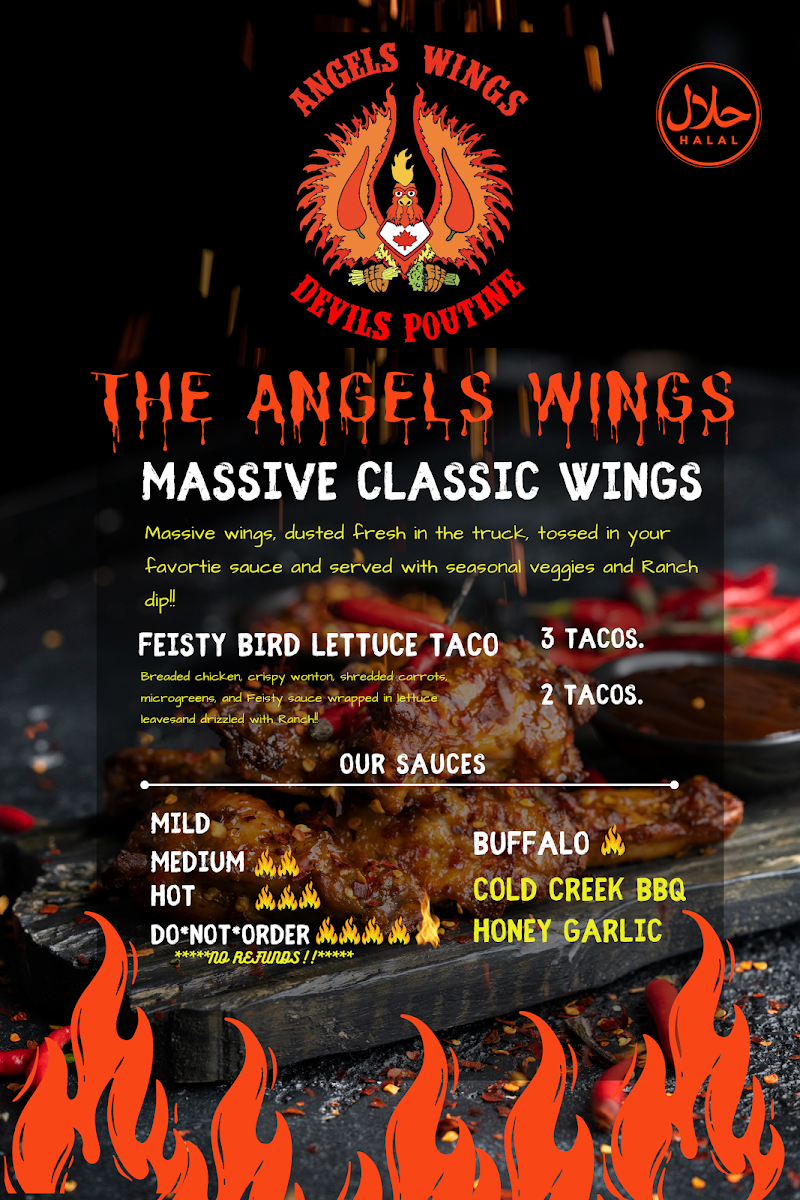Menu, Angels Wings Devils Poutine Food Truck